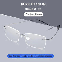 Load image into Gallery viewer, Pure Titanium Rimless Glasses Frames Men Women Ultralight Optical Eyeglasses Myopia Hyperopia Eyewear DD1625