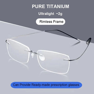 Pure Titanium Rimless Glasses Frames Men Women Ultralight Optical Eyeglasses Myopia Hyperopia Eyewear DD1625