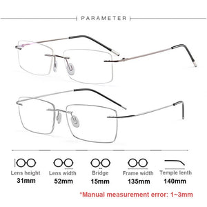 Pure Titanium Rimless Glasses Frames Men Women Ultralight Optical Eyeglasses Myopia Hyperopia Eyewear DD1625