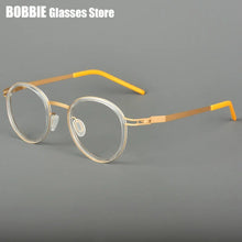 Load image into Gallery viewer, Pure Titanium Round Glasses Frame Men Women Rubber Ring Germany Screwless Ultra-light 7g Optical Read Eyeglasses Spectacles 2024