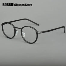 Load image into Gallery viewer, Pure Titanium Round Glasses Frame Men Women Rubber Ring Germany Screwless Ultra-light 7g Optical Read Eyeglasses Spectacles 2024