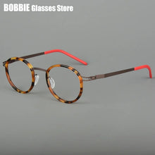 Load image into Gallery viewer, Pure Titanium Round Glasses Frame Men Women Rubber Ring Germany Screwless Ultra-light 7g Optical Read Eyeglasses Spectacles 2024