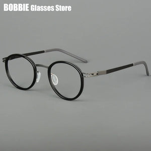 Pure Titanium Round Glasses Frame Men Women Rubber Ring Germany Screwless Ultra-light 7g Optical Read Eyeglasses Spectacles 2024