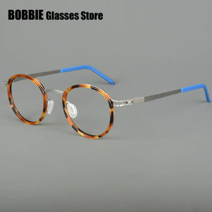 Pure Titanium Round Glasses Frame Men Women Rubber Ring Germany Screwless Ultra-light 7g Optical Read Eyeglasses Spectacles 2024