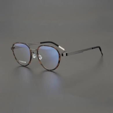 Pure Titanium Round Luxury Brand Eyeglasses Frames Double Bridge Vintage Ultra-light Sunglasses Men Germany Prescription Eyewear