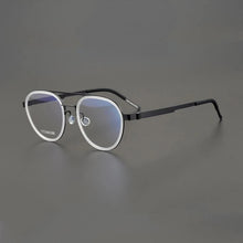 Load image into Gallery viewer, Pure Titanium Round Luxury Brand Eyeglasses Frames Double Bridge Vintage Ultra-light Sunglasses Men Germany Prescription Eyewear