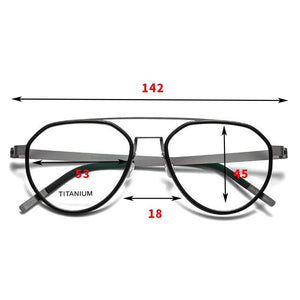 Pure Titanium Round Luxury Brand Eyeglasses Frames Double Bridge Vintage Ultra-light Sunglasses Men Germany Prescription Eyewear