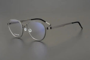 Pure Titanium Round Luxury Brand Eyeglasses Frames Double Bridge Vintage Ultra-light Sunglasses Men Germany Prescription Eyewear
