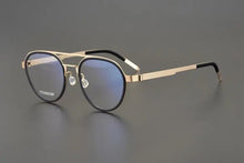 Load image into Gallery viewer, Pure Titanium Round Luxury Brand Eyeglasses Frames Double Bridge Vintage Ultra-light Sunglasses Men Germany Prescription Eyewear