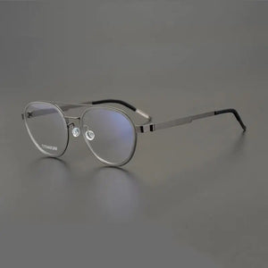 Pure Titanium Round Luxury Brand Eyeglasses Frames Double Bridge Vintage Ultra-light Sunglasses Men Germany Prescription Eyewear