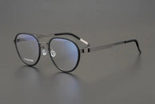 Load image into Gallery viewer, Pure Titanium Round Luxury Brand Eyeglasses Frames Double Bridge Vintage Ultra-light Sunglasses Men Germany Prescription Eyewear