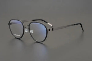 Pure Titanium Round Luxury Brand Eyeglasses Frames Double Bridge Vintage Ultra-light Sunglasses Men Germany Prescription Eyewear