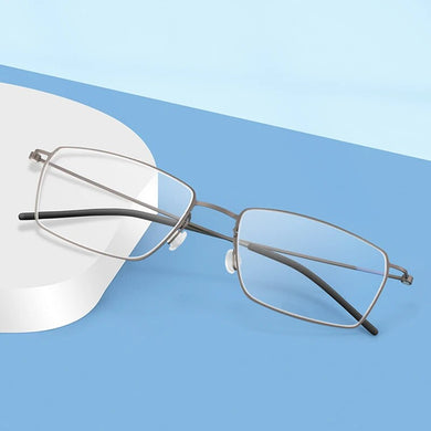 Pure Titanium Screwless Business Eyeglasses for Men Ultralight Square Optical Prescription Eyewear Women Myopia Glasses Frame