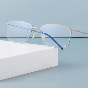 Pure Titanium Screwless Business Eyeglasses for Men Ultralight Square Optical Prescription Eyewear Women Myopia Glasses Frame