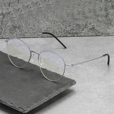 Pure Titanium Screwless Round Glasses Frame for Women Ultralight Thin Retro Optical Eyeglasses Men Anti Blue-Ray Myopia Eyewear