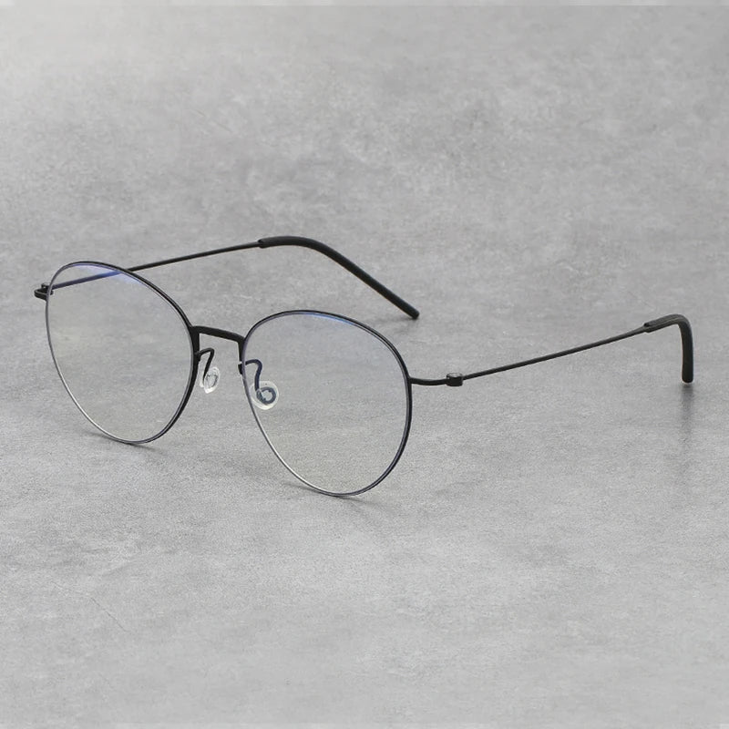 Pure Titanium Screwless Round Glasses Frame for Women Ultralight Thin Retro Optical Eyeglasses Men Anti Blue-Ray Myopia Eyewear