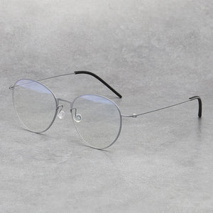 Pure Titanium Screwless Round Glasses Frame for Women Ultralight Thin Retro Optical Eyeglasses Men Anti Blue-Ray Myopia Eyewear