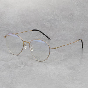 Pure Titanium Screwless Round Glasses Frame for Women Ultralight Thin Retro Optical Eyeglasses Men Anti Blue-Ray Myopia Eyewear