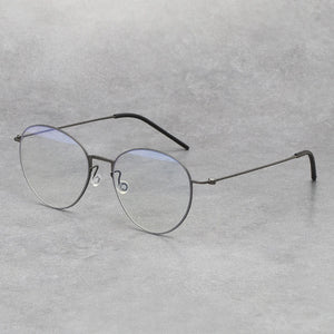 Pure Titanium Screwless Round Glasses Frame for Women Ultralight Thin Retro Optical Eyeglasses Men Anti Blue-Ray Myopia Eyewear