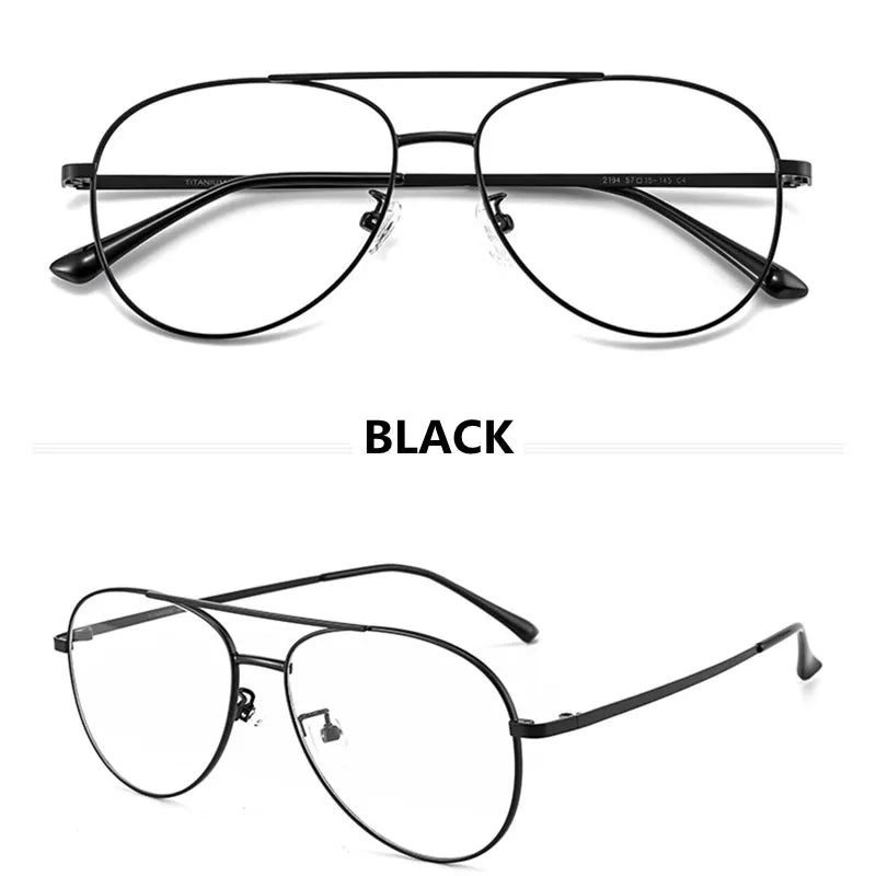 Pure Titanium Super Light Aviator Glasses Frame Large Men Pilot Decorative Eyewear Prescription Myopia Optical Eyeglasses