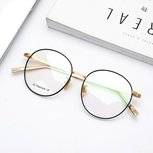 Pure Titanium Ultra light Glasses for Women Retro Round Glasses Frame  Men Prescription Optical Myopia Eyeglasses Korean Eyewear