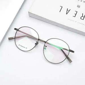 Pure Titanium Ultra light Glasses for Women Retro Round Glasses Frame  Men Prescription Optical Myopia Eyeglasses Korean Eyewear
