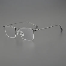 Load image into Gallery viewer, Pure Titanium Ultralight Semi Rimless Glasses Frame for Men Business Rectangle Optical Eyeglasses Male Half Frameless Eyewear
