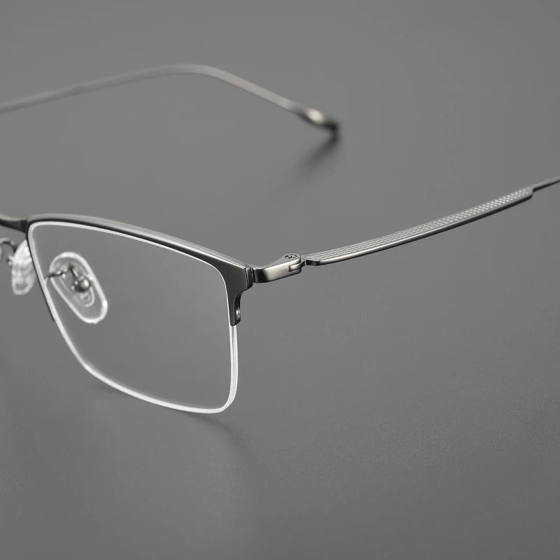 Pure Titanium Ultralight Semi Rimless Glasses Frame for Men Business R ...