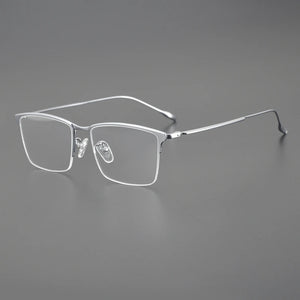 Pure Titanium Ultralight Semi Rimless Glasses Frame for Men Business Rectangle Optical Eyeglasses Male Half Frameless Eyewear