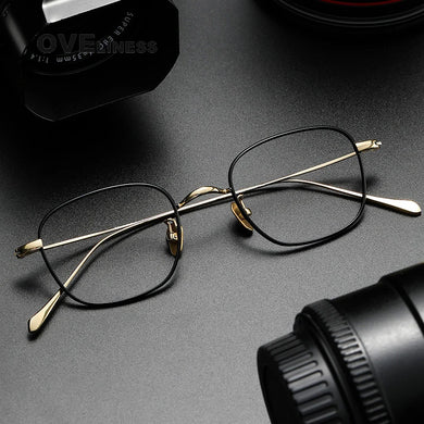 Pure Titanium eye Glasses Frame Men women Square Myopia Prescription male Eyeglasses Frames   Full Optical Korean Eyewear