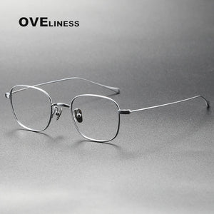 Pure Titanium eye Glasses Frame Men women Square Myopia Prescription male Eyeglasses Frames   Full Optical Korean Eyewear