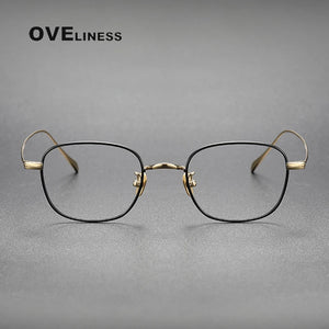 Pure Titanium eye Glasses Frame Men women Square Myopia Prescription male Eyeglasses Frames   Full Optical Korean Eyewear
