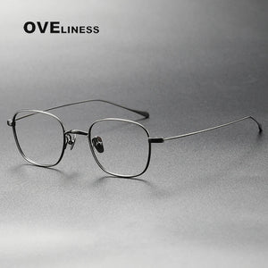 Pure Titanium eye Glasses Frame Men women Square Myopia Prescription male Eyeglasses Frames   Full Optical Korean Eyewear