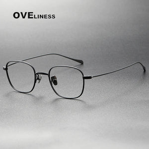 Pure Titanium eye Glasses Frame Men women Square Myopia Prescription male Eyeglasses Frames   Full Optical Korean Eyewear