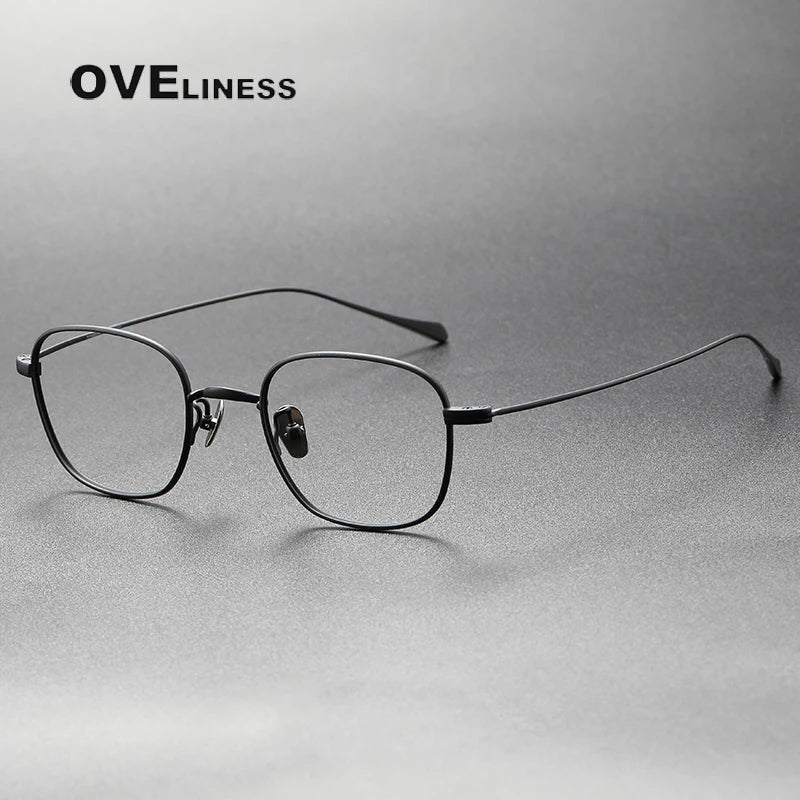 Pure Titanium eye Glasses Frame Men women Square Myopia Prescription male Eyeglasses Frames   Full Optical Korean Eyewear