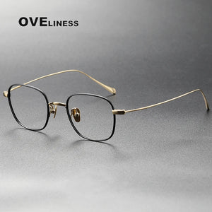 Pure Titanium eye Glasses Frame Men women Square Myopia Prescription male Eyeglasses Frames   Full Optical Korean Eyewear