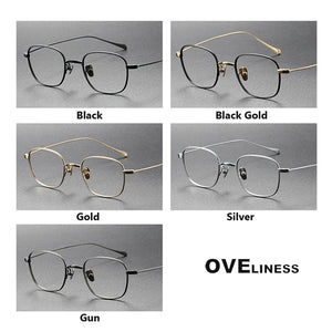 Pure Titanium eye Glasses Frame Men women Square Myopia Prescription male Eyeglasses Frames   Full Optical Korean Eyewear