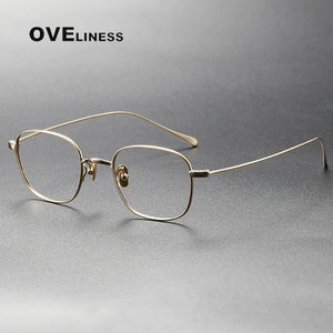 Pure Titanium eye Glasses Frame Men women Square Myopia Prescription male Eyeglasses Frames   Full Optical Korean Eyewear