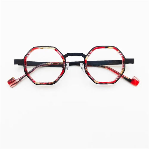 Quality Acetate Vintage Glasses Vintage Men Myopia Optical Prescription Polygon Eyeglasses Frame Women Japanese Style Eyewear