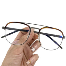 Load image into Gallery viewer, Quality Pure-Titanium Pilot Glasses Frame Eyebrow Halfrim Unisex Double-Bridge No Screw Zero-Pressure51-20Elastic Hinge for Pres