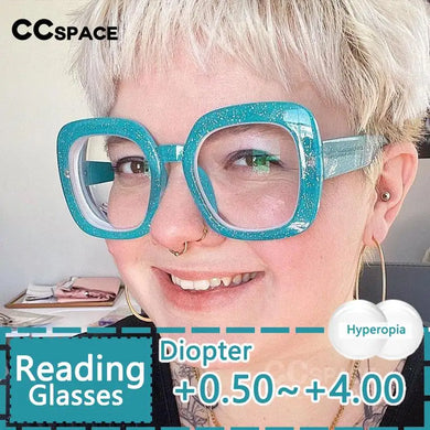 R53110 Large Frame Cat's Eye Square Presbyopia Oversized Women Computer Glasses Customized Prescription Glasses.+50~+100