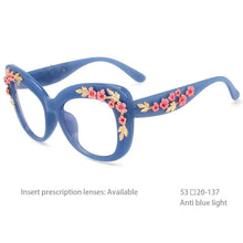 Carica l&#39;immagine nel visualizzatore di Gallery, R54442 Women&#39;s Deluxe Large Frame Square Flower Presbyopia Glasses Frame Computer Glasses.+50~+100~+150