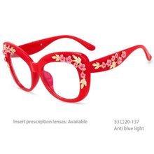 Carica l&#39;immagine nel visualizzatore di Gallery, R54442 Women&#39;s Deluxe Large Frame Square Flower Presbyopia Glasses Frame Computer Glasses.+50~+100~+150