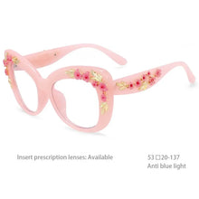 Carica l&#39;immagine nel visualizzatore di Gallery, R54442 Women&#39;s Deluxe Large Frame Square Flower Presbyopia Glasses Frame Computer Glasses.+50~+100~+150