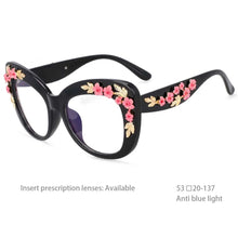 Carica l&#39;immagine nel visualizzatore di Gallery, R54442 Women&#39;s Deluxe Large Frame Square Flower Presbyopia Glasses Frame Computer Glasses.+50~+100~+150