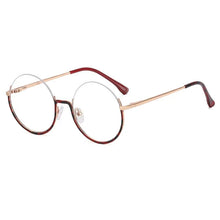 Carica l&#39;immagine nel visualizzatore di Gallery, R54997 2022 New Women Metal Round Anti blue Glasses Retro Half frame Glasses Yellow Leopard Pattern Reading Glasses
