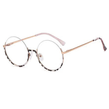 Carica l&#39;immagine nel visualizzatore di Gallery, R54997 2022 New Women Metal Round Anti blue Glasses Retro Half frame Glasses Yellow Leopard Pattern Reading Glasses