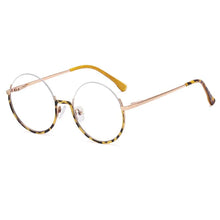 Carica l&#39;immagine nel visualizzatore di Gallery, R54997 2022 New Women Metal Round Anti blue Glasses Retro Half frame Glasses Yellow Leopard Pattern Reading Glasses