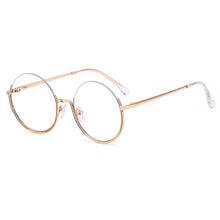 Carica l&#39;immagine nel visualizzatore di Gallery, R54997 2022 New Women Metal Round Anti blue Glasses Retro Half frame Glasses Yellow Leopard Pattern Reading Glasses