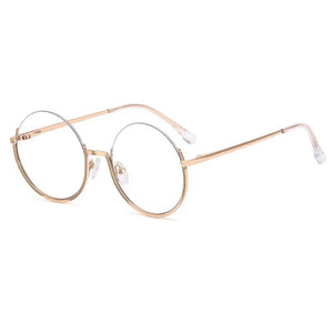 R54997 2022 New Women Metal Round Anti blue Glasses Retro Half frame Glasses Yellow Leopard Pattern Reading Glasses